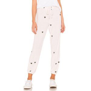 Chaser Tiny Black Hearts Jogger Pant Light Pink